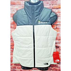 The North Face Puffer Vest Womens Medium White Black Everyday Insulated Full Zip